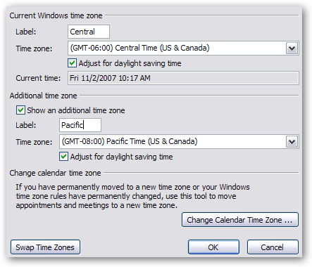 show current time in outlook calendar for mac